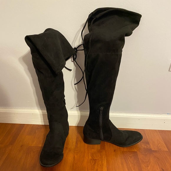 Faux suede over the knee boots - Picture 2 of 5